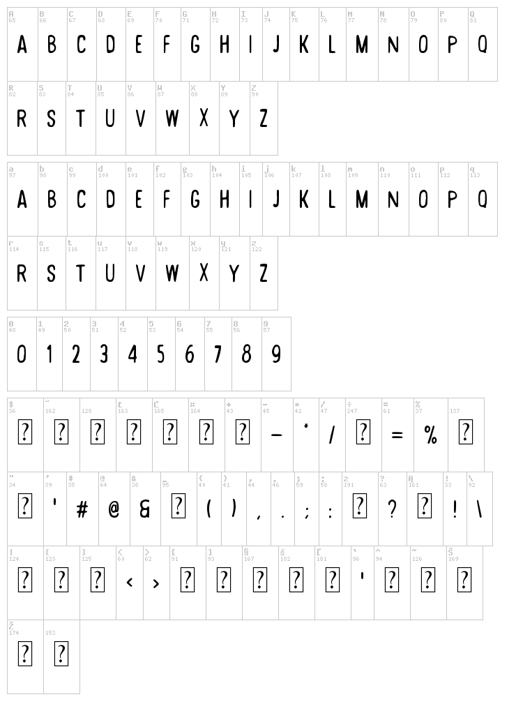 Desert Road font map